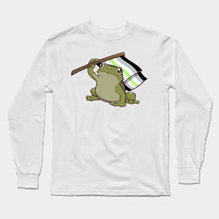 Agender Pride Flag-Holding Frog Long Sleeve T-Shirt